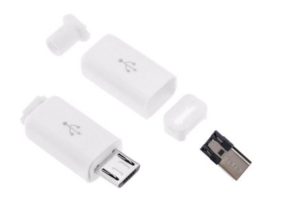 کانکتور USB Micro نری (Plug) به همراه کاور سفید بسته 5 تایی