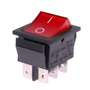 کلید راکر چراغدار بزرگ 6 پایه KCD4 16A 250V
