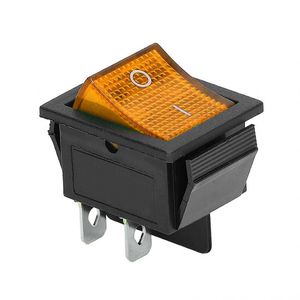 کلید راکر 30 آمپر چراغدار زرد بزرگ 4 پین 2 حالته