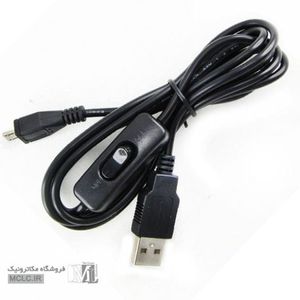 کابل USB مخصوص تغذیه رسپبری پای با کلید پاور - تایپ C / میکرو یو اس بی