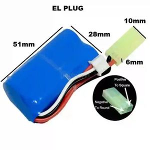 باتری ماشین کنترلی لیتیومی 7.4v  800mah 14500 Li-ion Battery Mini Tamiya Female Plug