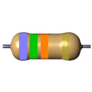 مقاومت 75 کیلو اهم 1/4 وات 5 درصد (بسته 50 عددی)