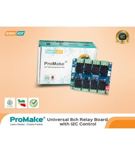 برد رله هشت کانال با کنترل I2C پرومیک ProMake Universal 8ch Relay Board with I2C Control