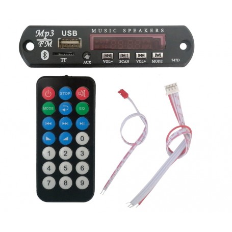 پخش کننده بلوتوثی 12V – پنلی MP3 پشتیبانی از MicroSD و USB با ریموت کنترل