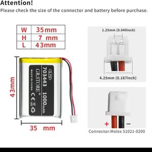 باتری ایکس باکس لیتیوم پلیمر 3.7V 1000mAh micro-xh