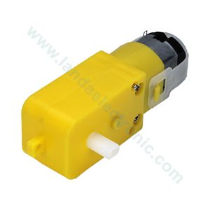 موتور دی سی گیربکس زرد همراه چرخ (6V_200RPM)