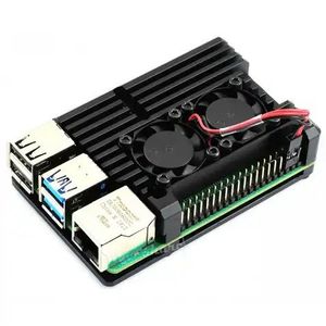 کیس (جعبه - قاب) آلومینیومی مناسب رزبری پای 4 رنگ مشکی Raspberry Pi 4 Case
