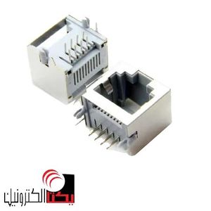 سوکت کانکتور شبکه مادگی RJ45 فلزی طوسی 8 پین