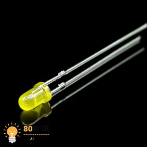 LED زرد 3mm مات پایه بلند (بسته 20 عددی)