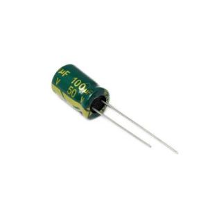 خازن الکترولیتی ایستاده 100µF ولتاژ 50V سایز 13x8mm