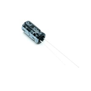 خازن الکترولیتی 100UF25V-6.3X12-105C-BLACK