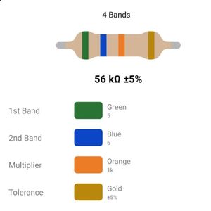 RESISTOR 1/4W 56K %5 – مقاومت 1/4 وات 56 کیلو اهم 5% کربنی