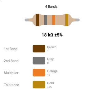 RESISTOR 1/4W 18K %5 – مقاومت 1/4 وات 18 کیلو اهم 5% کربنی