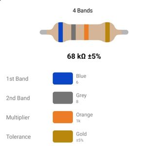 RESISTOR 1/4W 68K %5 – مقاومت 1/4 وات 68 کیلو اهم 5% کربنی