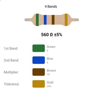 RESISTOR 1/4W 560R %5 – مقاومت 1/4 وات 560 اهم 5% کربنی