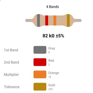 RESISTOR 1/4W 82K %5 – مقاومت 1/4 وات 82 کیلواهم 5% کربنی