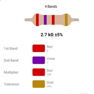 RESISTOR 1/4W 2.7K %5 – مقاومت 1/4 وات 2.7 کیلو اهم 5% کربنی