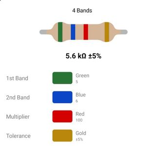 RESISTOR 1/4W 5.6K %5 – مقاومت 1/4 وات 5.6 کیلو اهم 5% کربنی