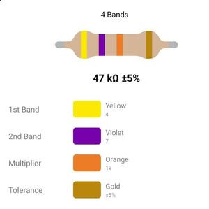 RESISTOR 1/4W 47K %5 – مقاومت 1/4 وات 47 کیلو اهم 5% کربنی