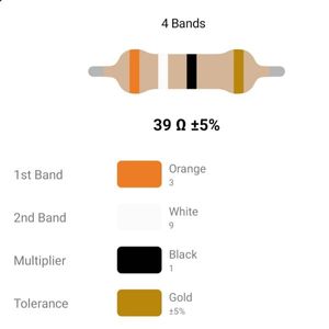 RESISTOR 2W 39R %5 – مقاومت 2 وات 39 اهم 5% کربنی