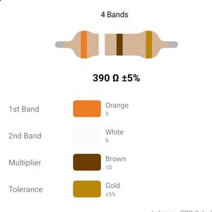 RESISTOR 1/4W 390R %5 – مقاومت 1/4 وات 390 اهم 5% کربنی