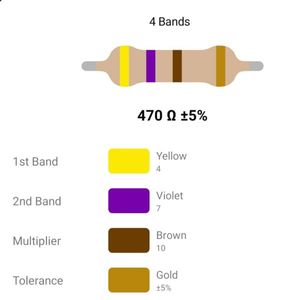 RESISTOR 1/4W 470R %5 – مقاومت 1/4 وات 470 اهم 5% کربنی