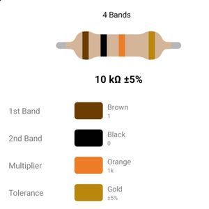 RESISTOR 1/4W 10K %5 – مقاومت 1/4 وات 10 کیلو اهم 5% کربنی