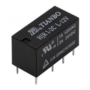 رله مخابراتی 12V دو کنتاکت مارک TIANBO کد HJR1-2CL-12V