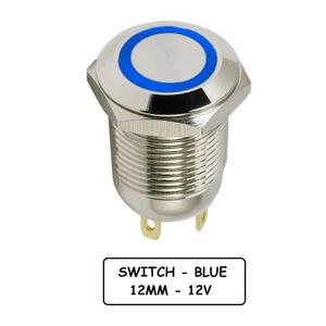 کلید شستی فشاری استیل LED دار قطر 12V/24V - 12mm
