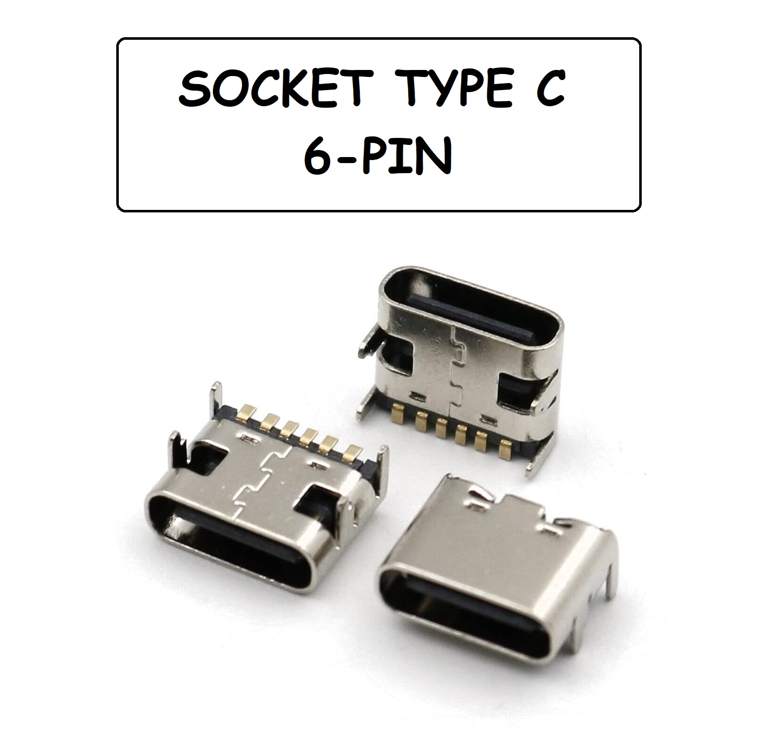 کانکتور USB مادگی Type C شش پین SMD