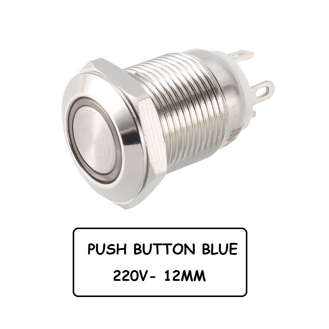 کلید فشاری LED دار استیل (PUSH) قطر 220V - 12mm