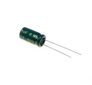 خازن الکترولیتی ایستاده 10µF ولتاژ 100V سایز 12x7mm