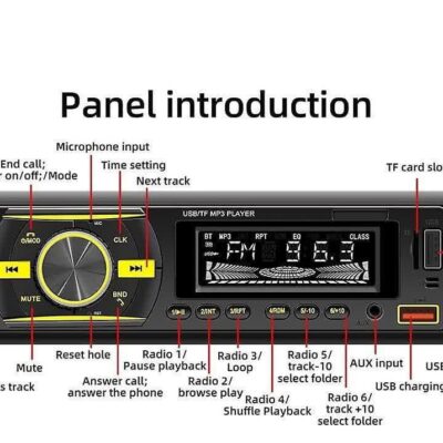 ضبط خودرویی پنلی بلوتوثی  MP3 PLAYER دارای 4 خروجی 45 وات