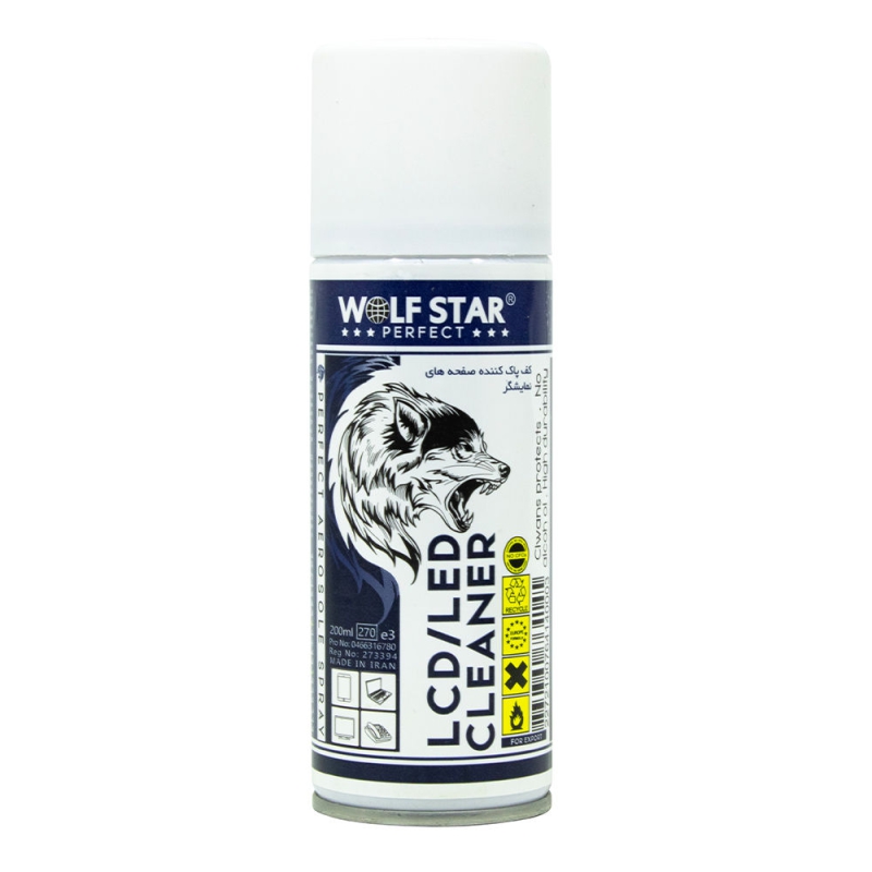 اسپری پاک کننده LCD/LED حجم 200ml مارک WOLF STAR