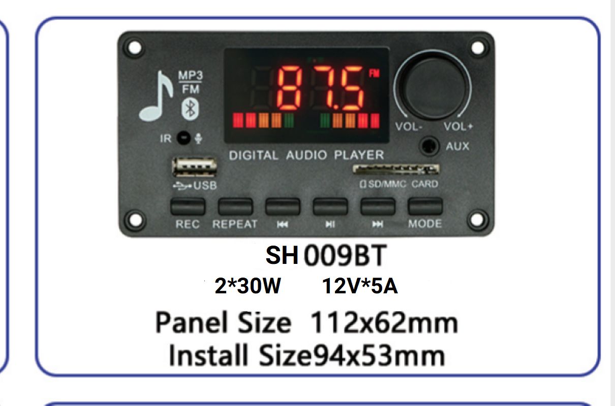 پنل پخش کننده صوتی بلوتوثی با آمپلی فایر 2x30W مدل SH009