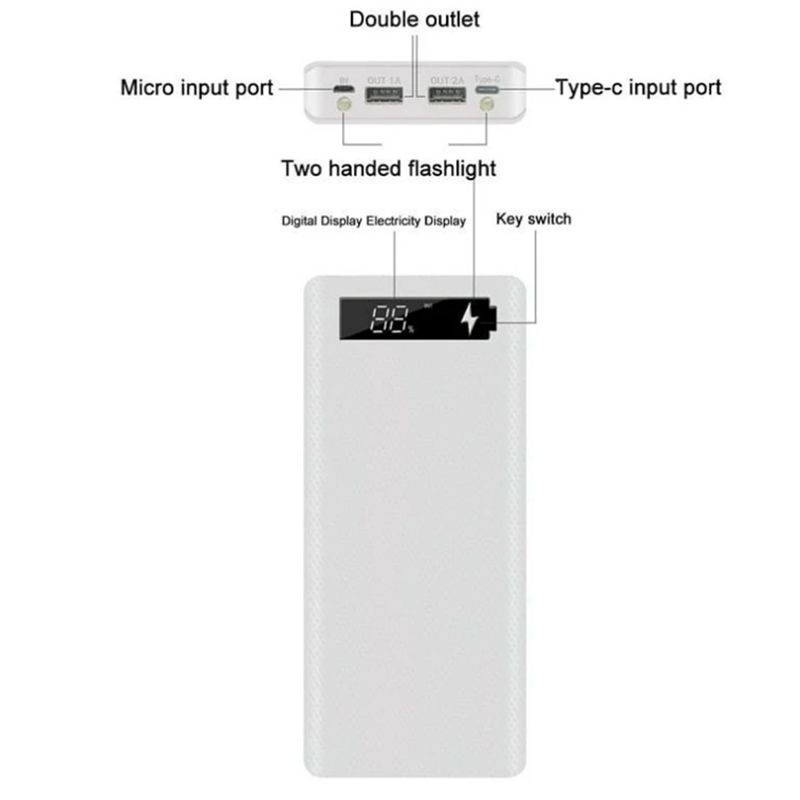 کیس پاوربانک فست شارژ 8 باتری (سفید)