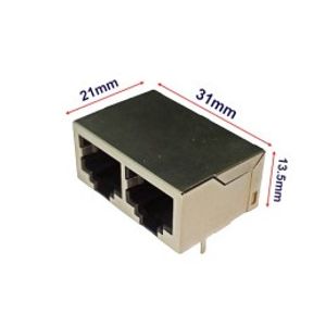 سوکت شبکه RJ45 رو بردی 2*1 فلزی
