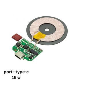 ماژول شارژر وایرلس 15 وات با ورودی تایپ سی C + صفحه کویل شارژ