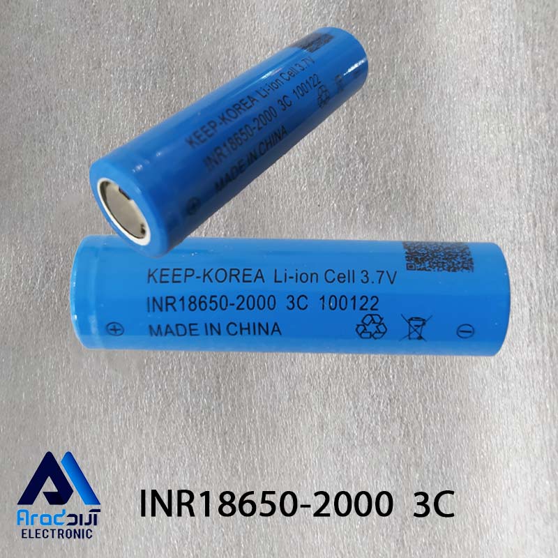 باتری لیتیوم یون کیپ INR18650-2000mAh-3C