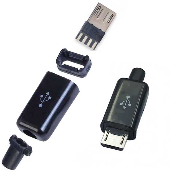 کانکتور USB Micro نری (Plug) به همراه کاور مشکی