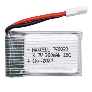 باتری لیتیوم پلیمر 3.7v ظرفیت 300mAh تک سل 25c مارک MAXCELL کد 752030