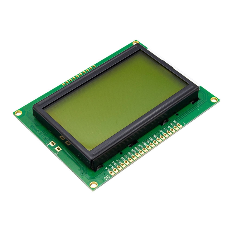 نمایشگر GLCD 64×128 گرافیکی بک لایت سبز با درایور KS108 فریم کوچک