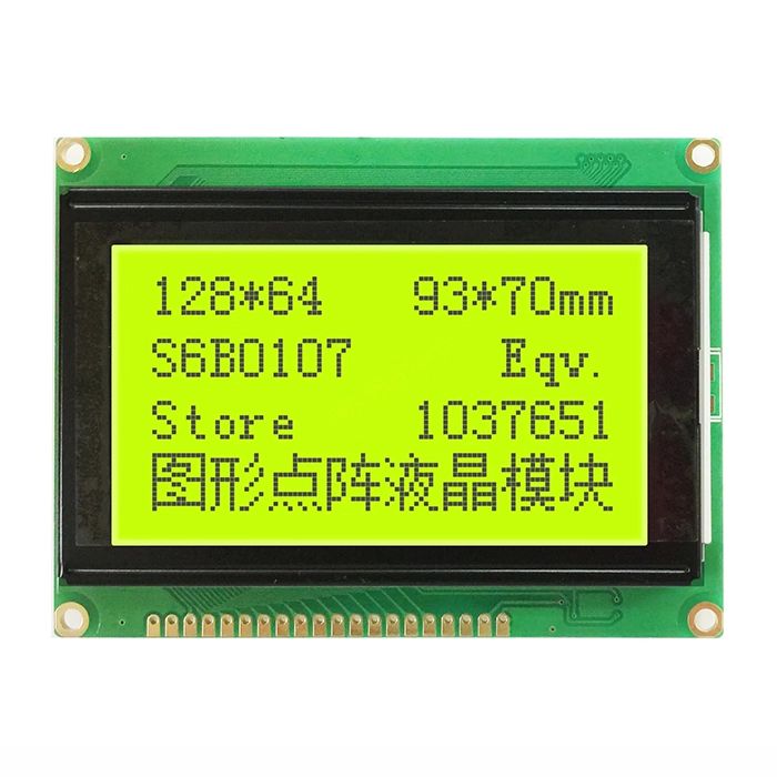 LCD گرافیکی 128x64 با درایور S6B0107 رنگ سبز