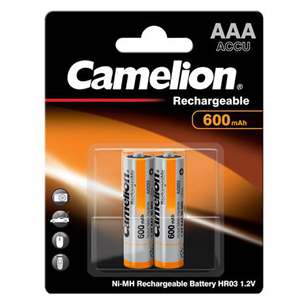 باتری نیم قلمی قابل شارژ Camelion 600mAh (بسته 2عددی)