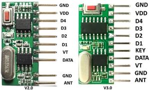گیرنده ریموت کد لرن 4 کاناله ASK 433MHz سوپرهترودین