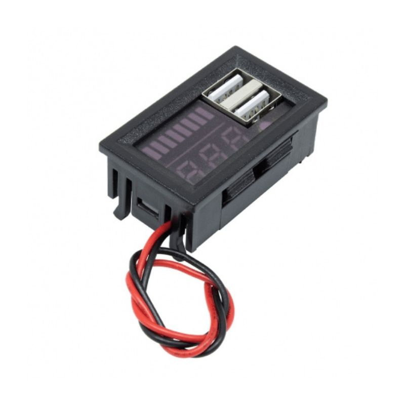 ماژول نمایشگر شارژ باتری 36-12 ولت پنلی دارای دو خروجی USB
