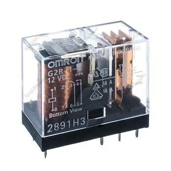 رله کتابی امرون شیشه ای 12 ولت 16 آمپر 8 پایه OMRON G2R-1-E
