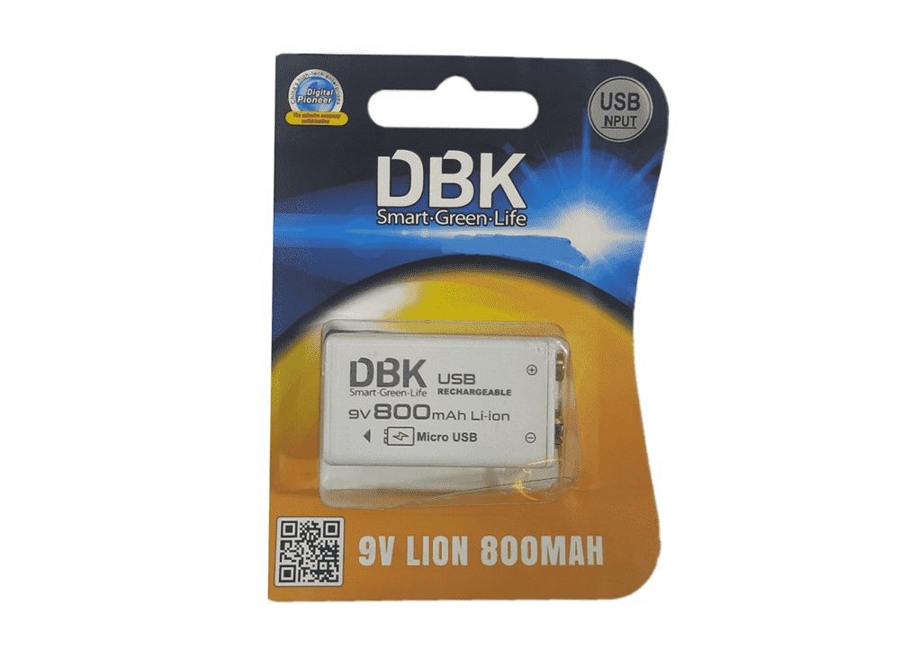 باتری کتابی شارژی 9 ولت 800 میلی آمپر برند DBK