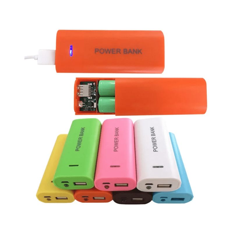 کیس پاور بانک 2 باتری مشکی دارای چراغ قوه