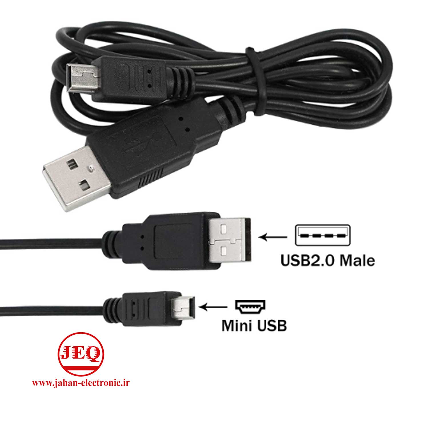 کابل مبدل USB به miniUSB یک متری(ذوزنقه)